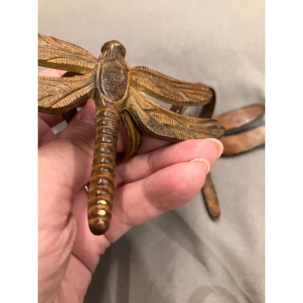 Dragonfly Napkin Rings Set of 4 OS Bronze Brass Tone Metal Vintage Style